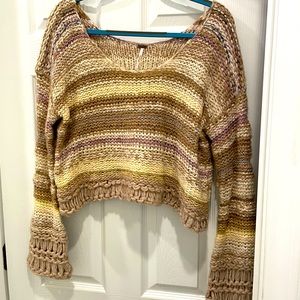 Free People Cropped Sweater with Bell Sleeves